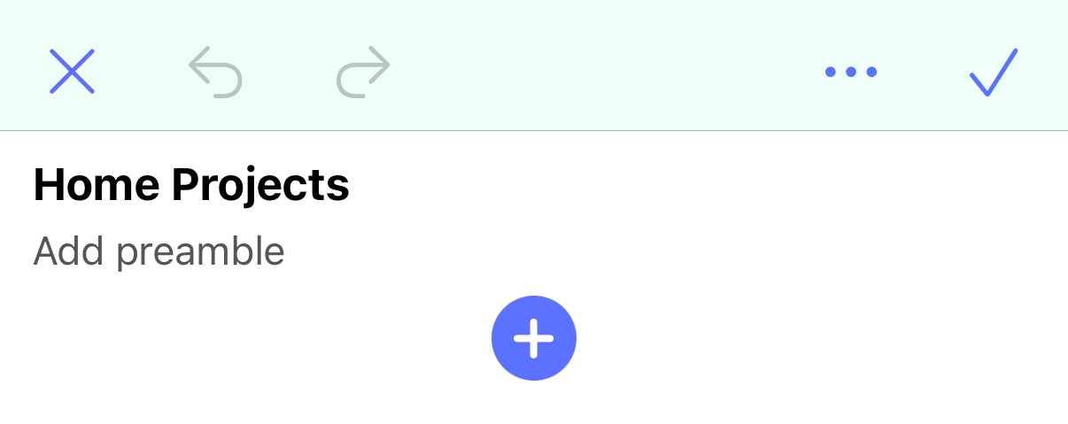 A new outline showing the filename, preamble, and add-headline button